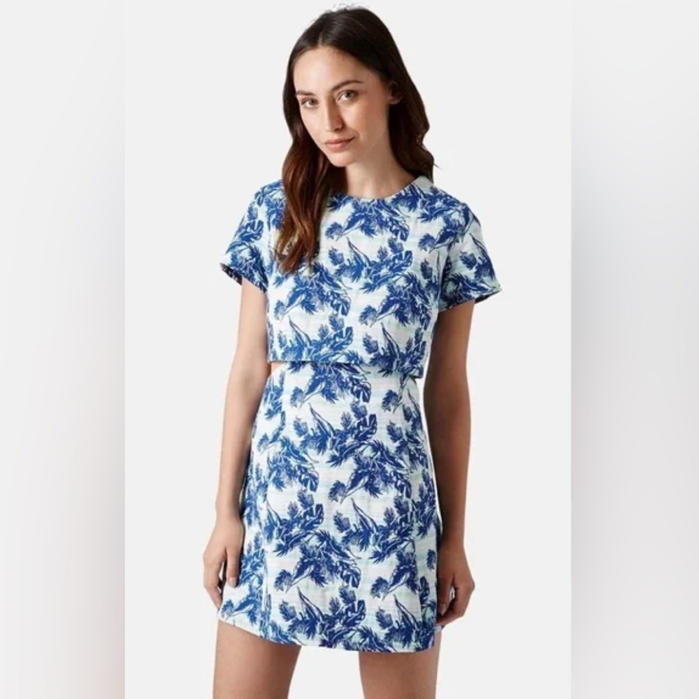 TOPSHOP Floral Print Mini Dress with Side Cutouts - 6